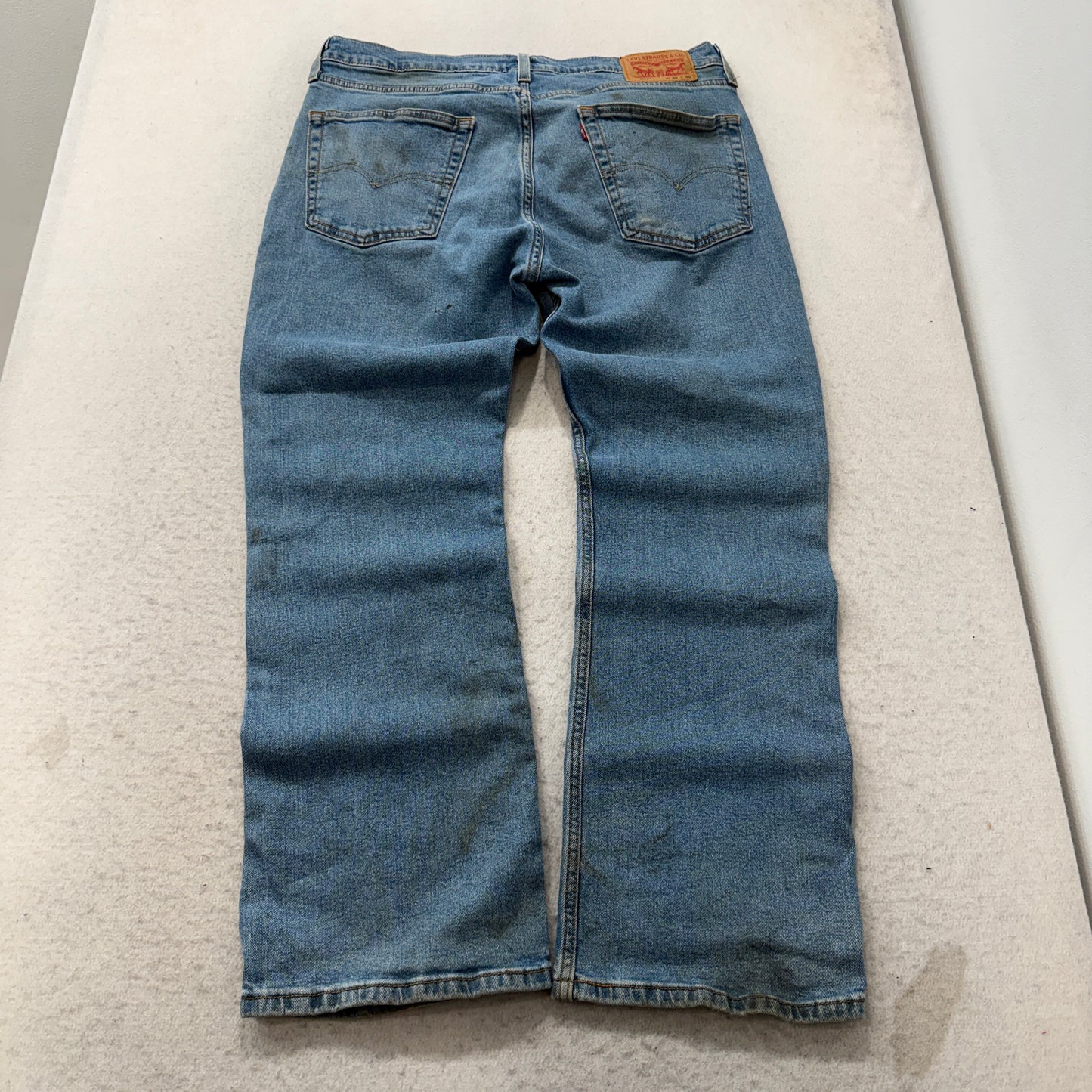 Levi's 527 Men's Blue Denim Jeans Zip-Fly Pockets Classic Stained Size 36x30