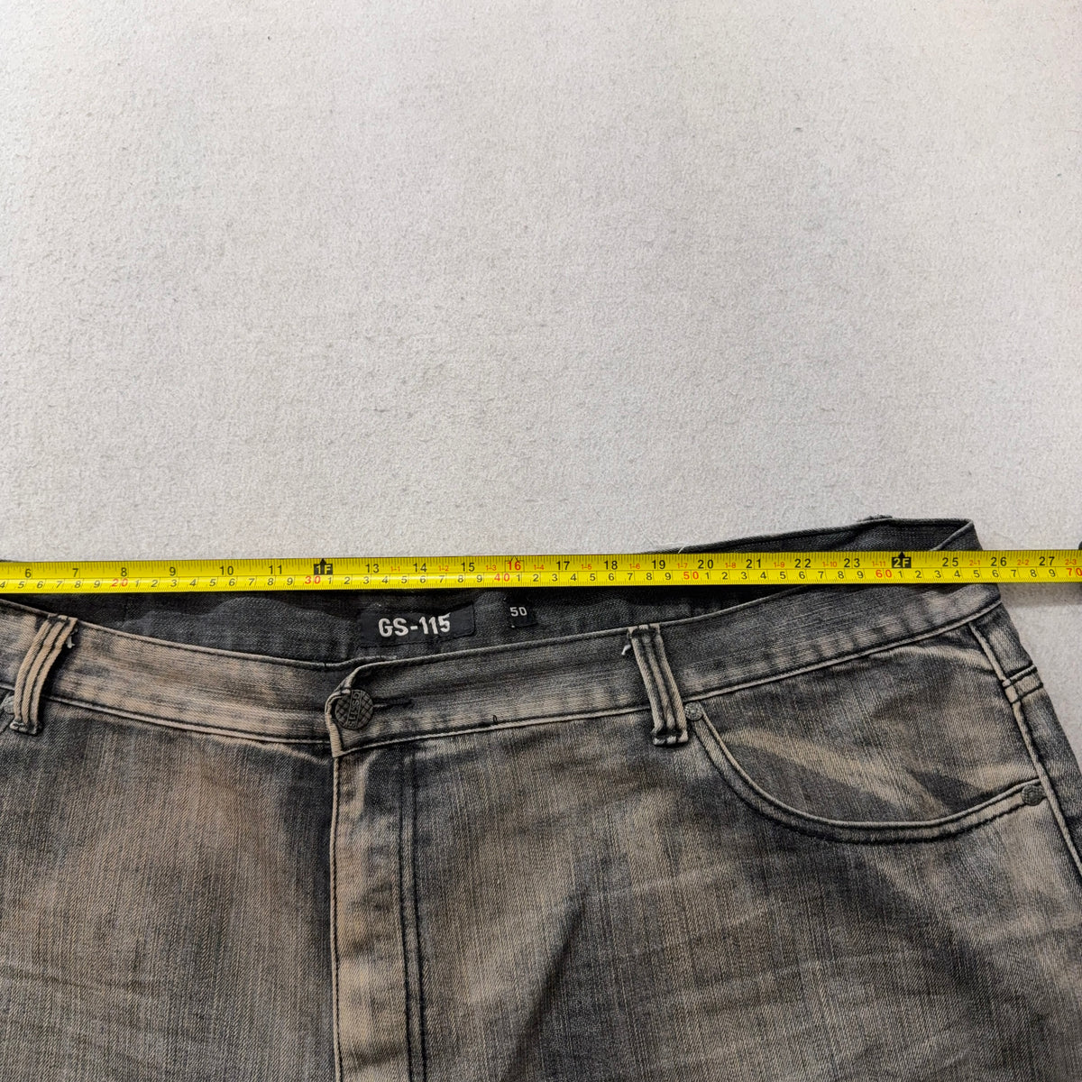 GS-115 Grey Acid Wash Denim Shorts Size 50 photo 4