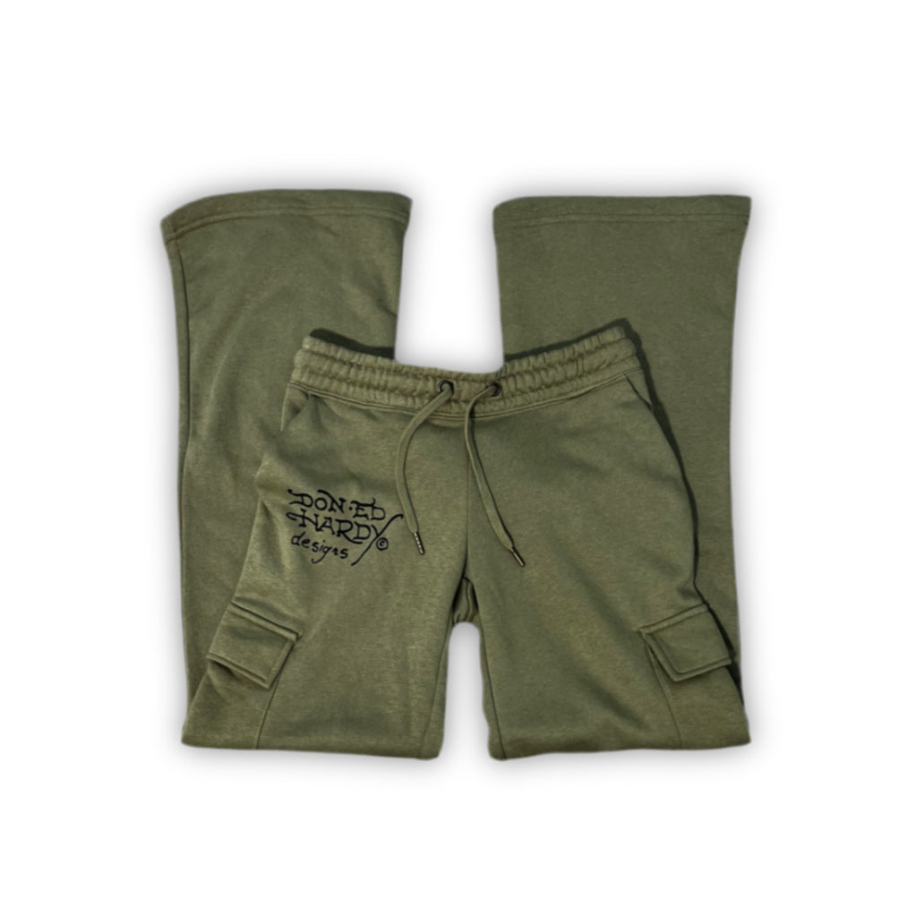 ED HARDY “Dragon Hearts” SAGE FLARED CARGO PANTS
