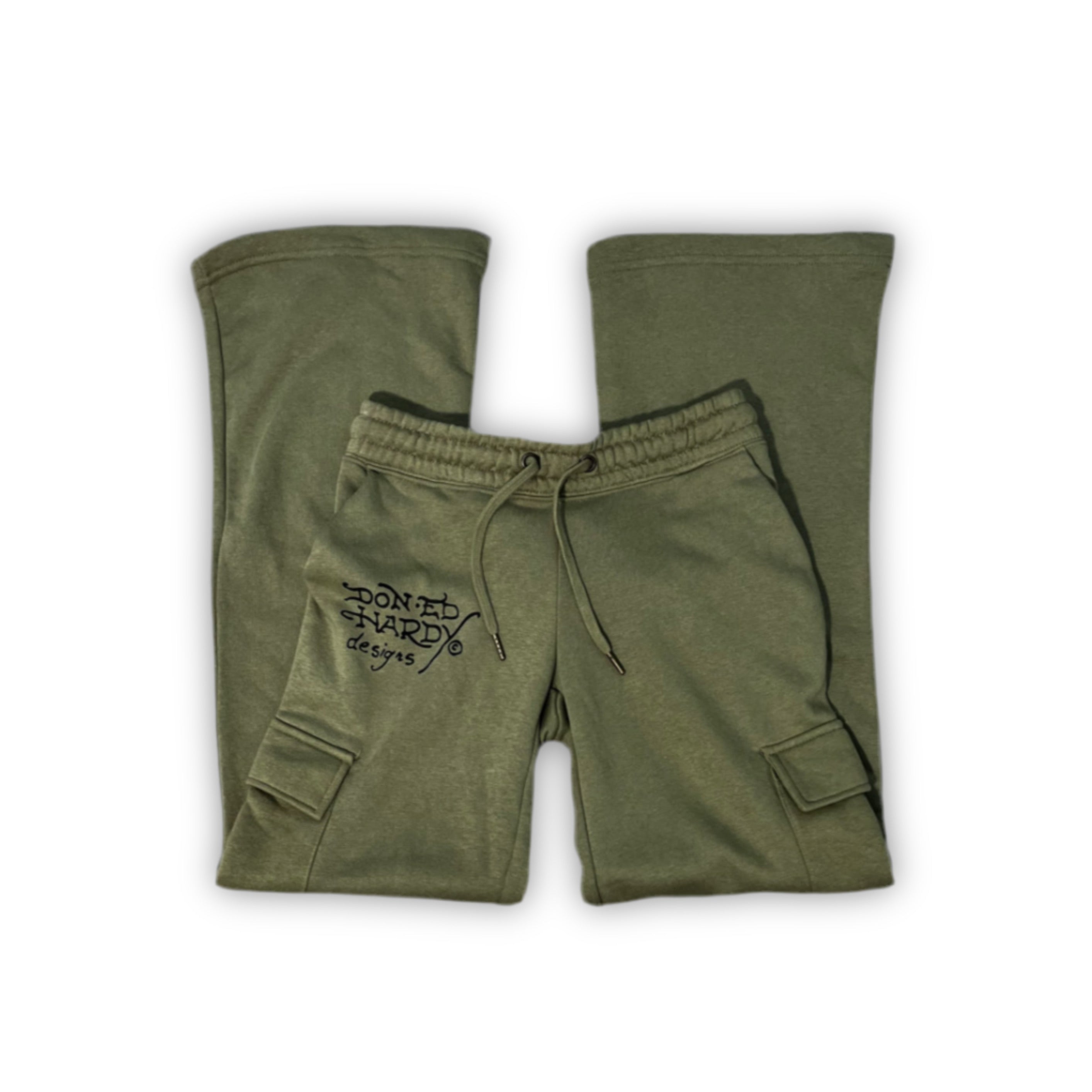 ED HARDY “Dragon Hearts” SAGE FLARED CARGO PANTS