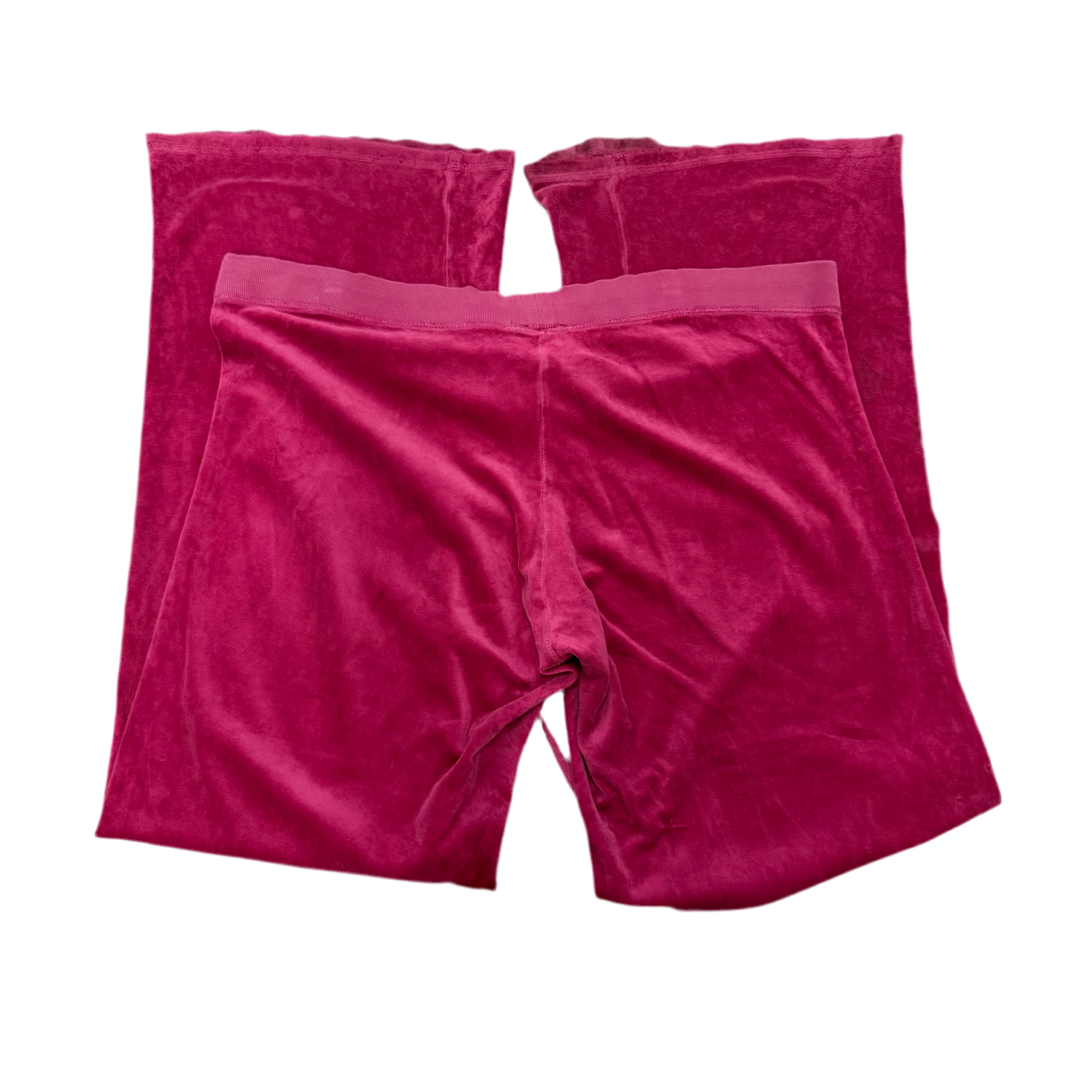 Hot Pink VINTAGE Velour Juicy Couture Flared Pants w/ logo SIZE L