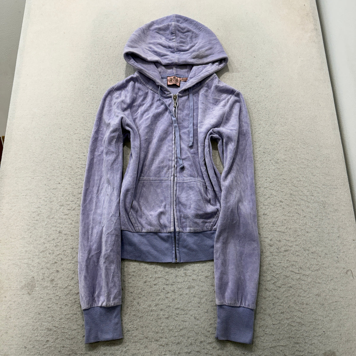 Vintage Juicy Couture Women's Lavender Velour Zip-Up Hoodie Ornate Gothic Size S