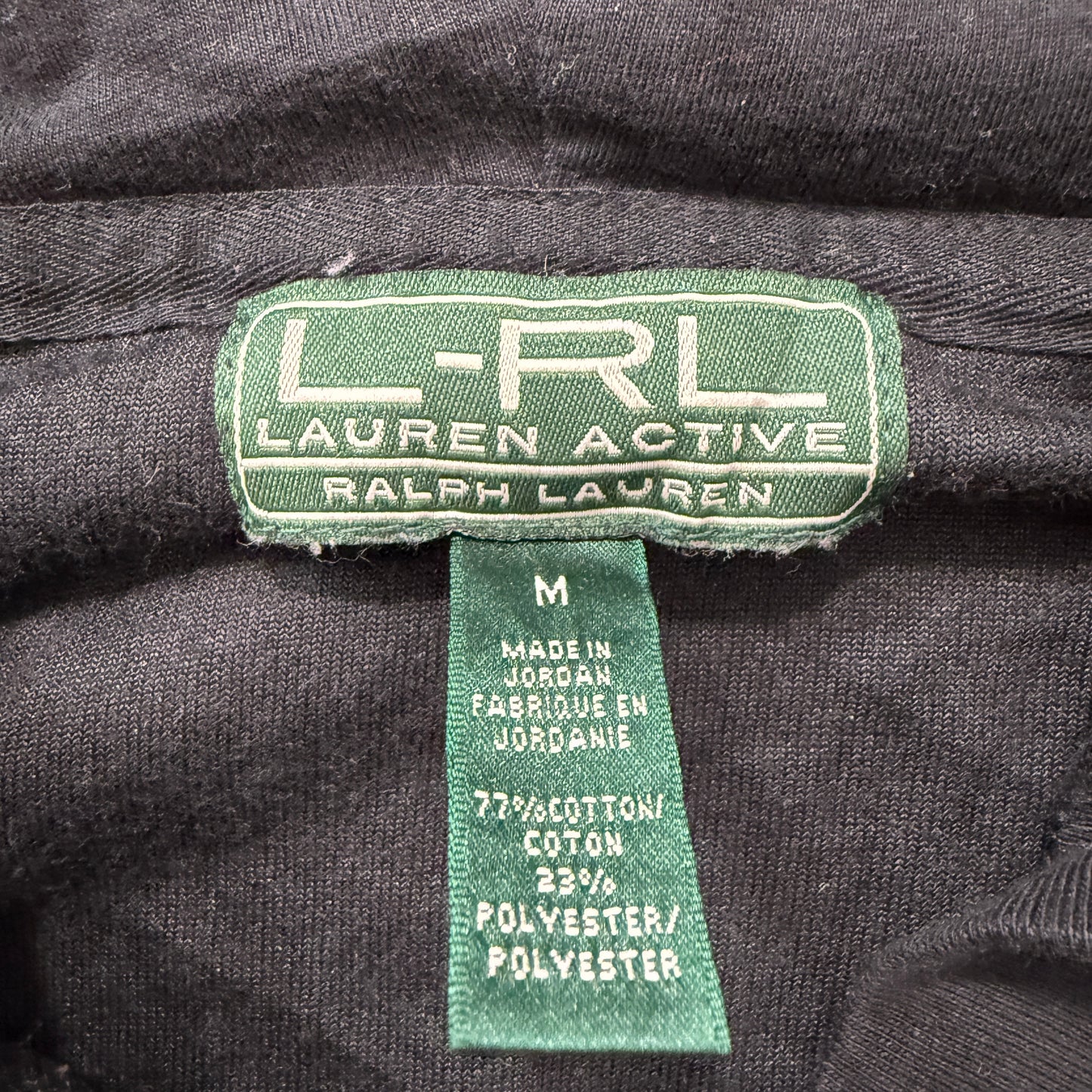Lauren Active by Ralph Lauren Women's Black Velour Pullover Hoodie V-Neck Size M