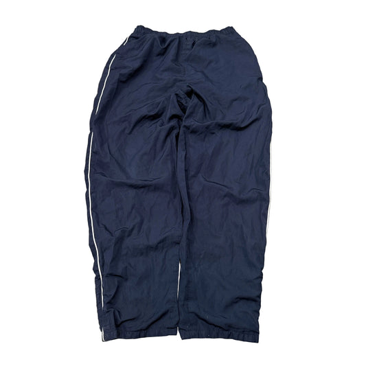 Classic Elements Women's Navy Blue Wide Track Pants Windbreaker Side Stripe - M
