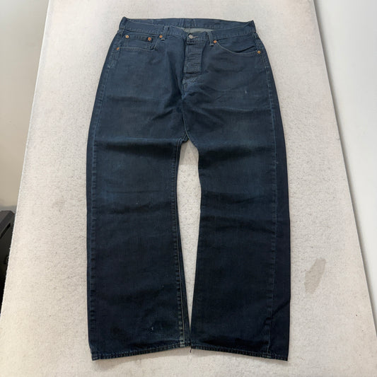 Levis 501 Button Fly Dark Wash Jeans Size 38x32 photo 1