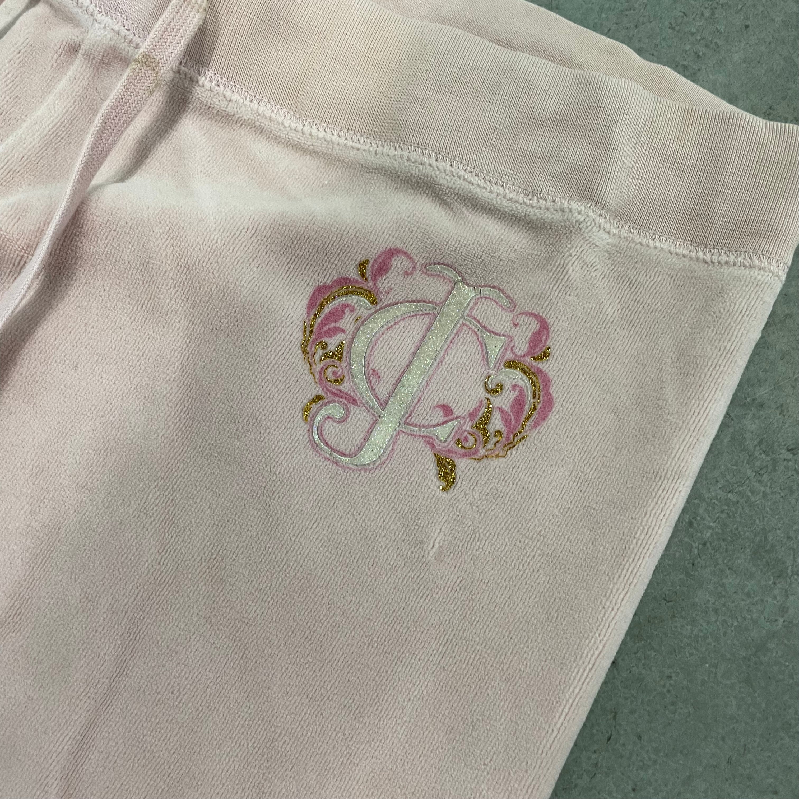 Pink Velour Juicy Couture Flared Pants w/ Rare Design SIZE M