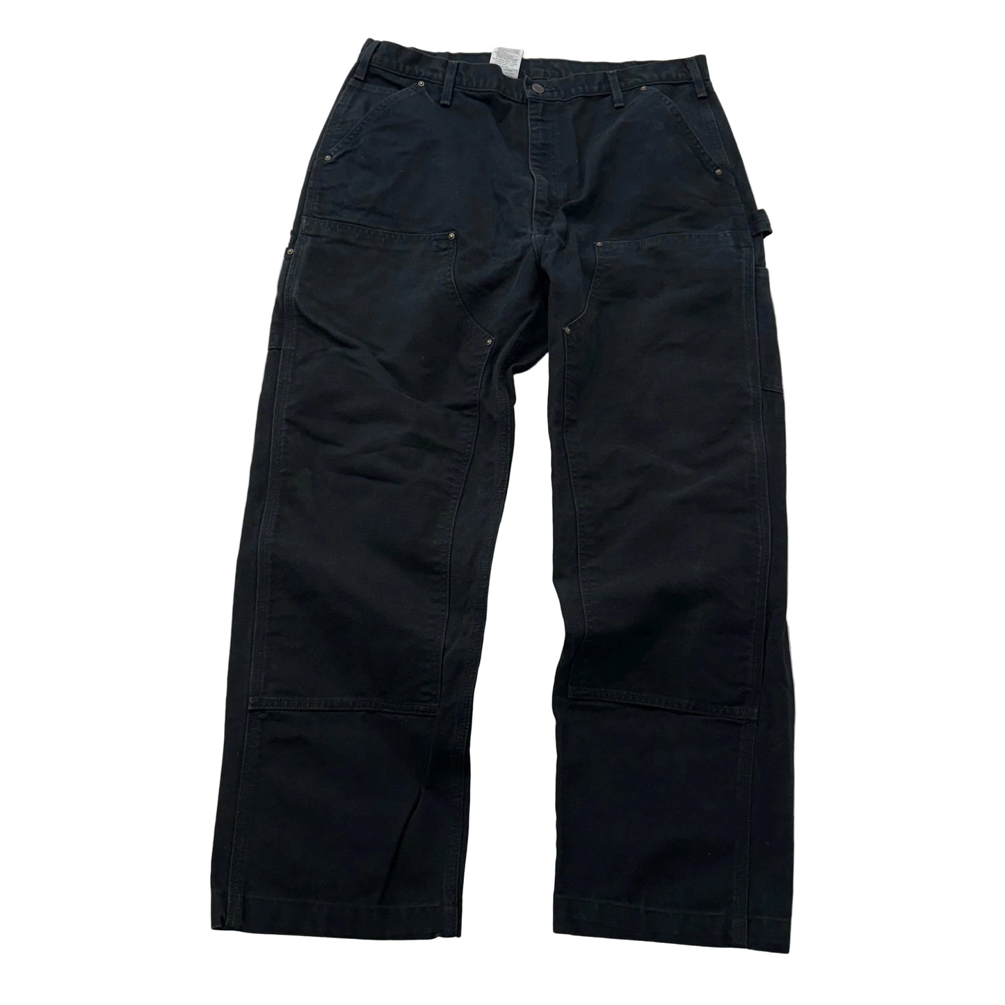 Carhartt Men's Black Washed-Duck Double Knee Work Pants Dungaree Fit Size 36