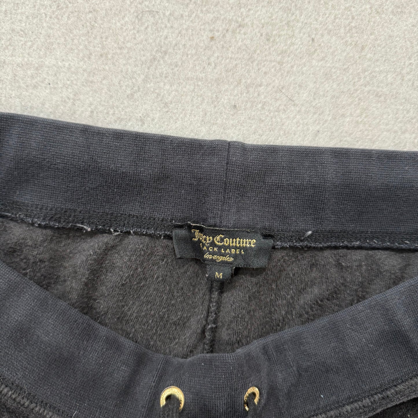 Juicy Couture Womens Black Velour Flared Track Pant Drawstring Loungewear Size M