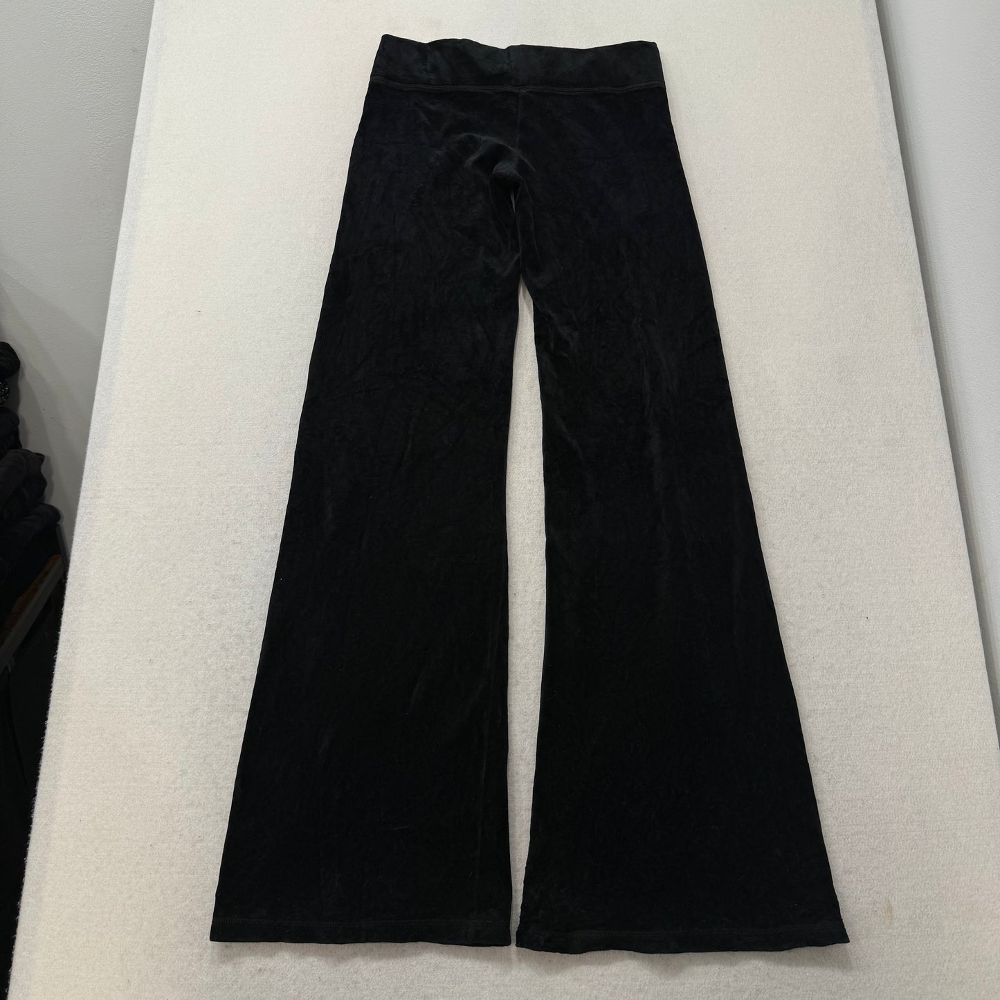Juicy Couture Women's Black Velour Flared Track Pants Low Rise Loungewear Size P