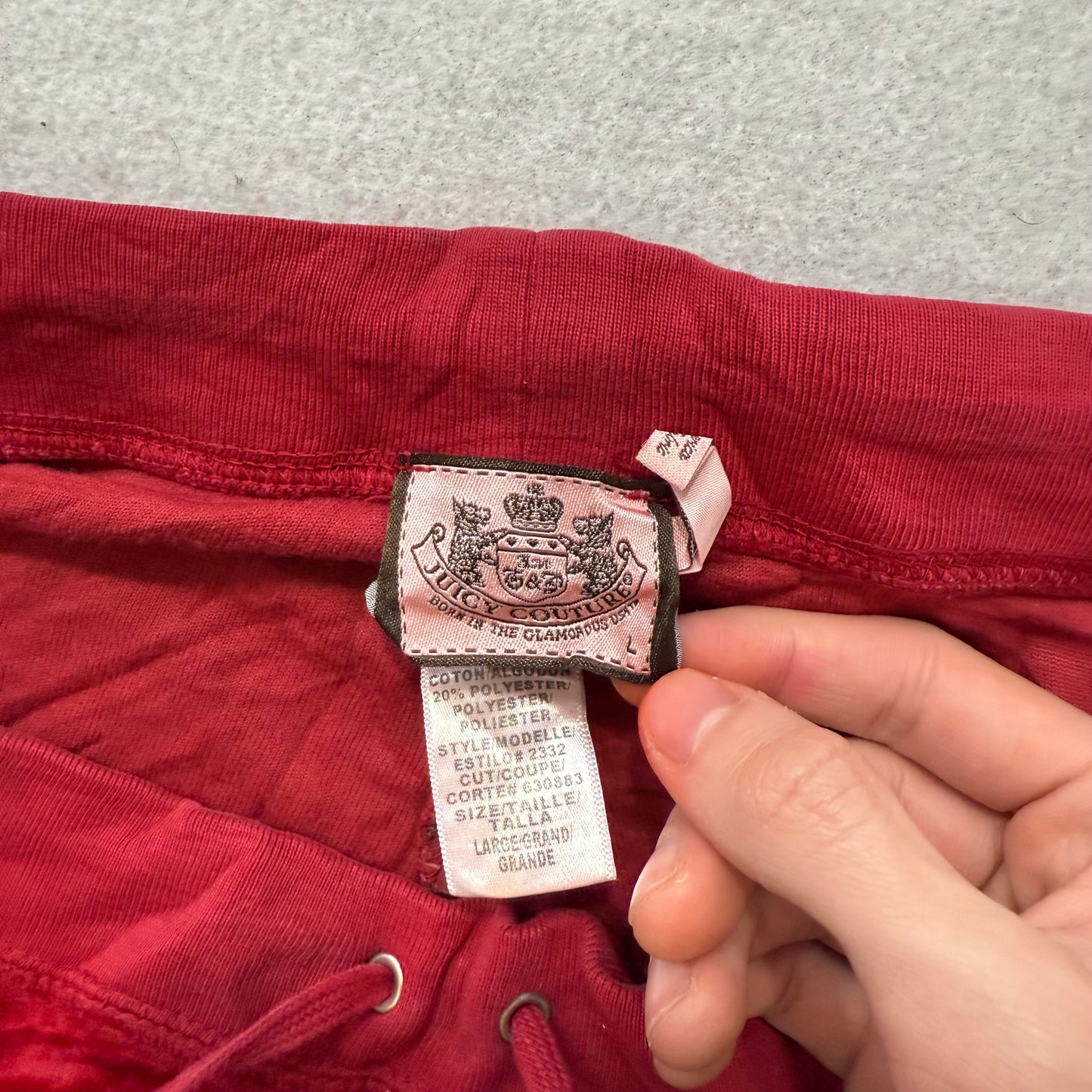 Vintage Juicy Couture Women's Ruby Red Velour Flared Track Pant Low Rise Size L