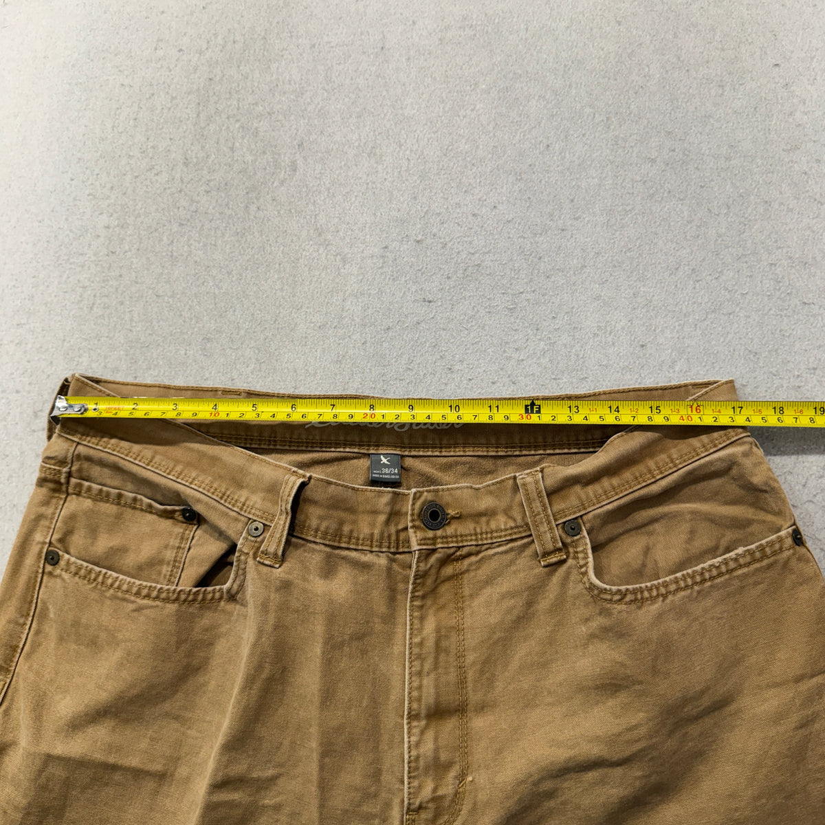 Eddie Bauer Straight Fit Canvas Pants Men's Tan Brown Cotton Five Pocket Size 36x34 photo 4
