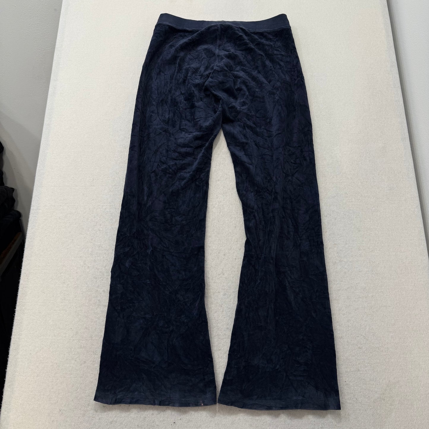 Juicy Couture Navy Velour Tracksuit Set Zip-Up Hoodie & Flared Pant Logo Size S