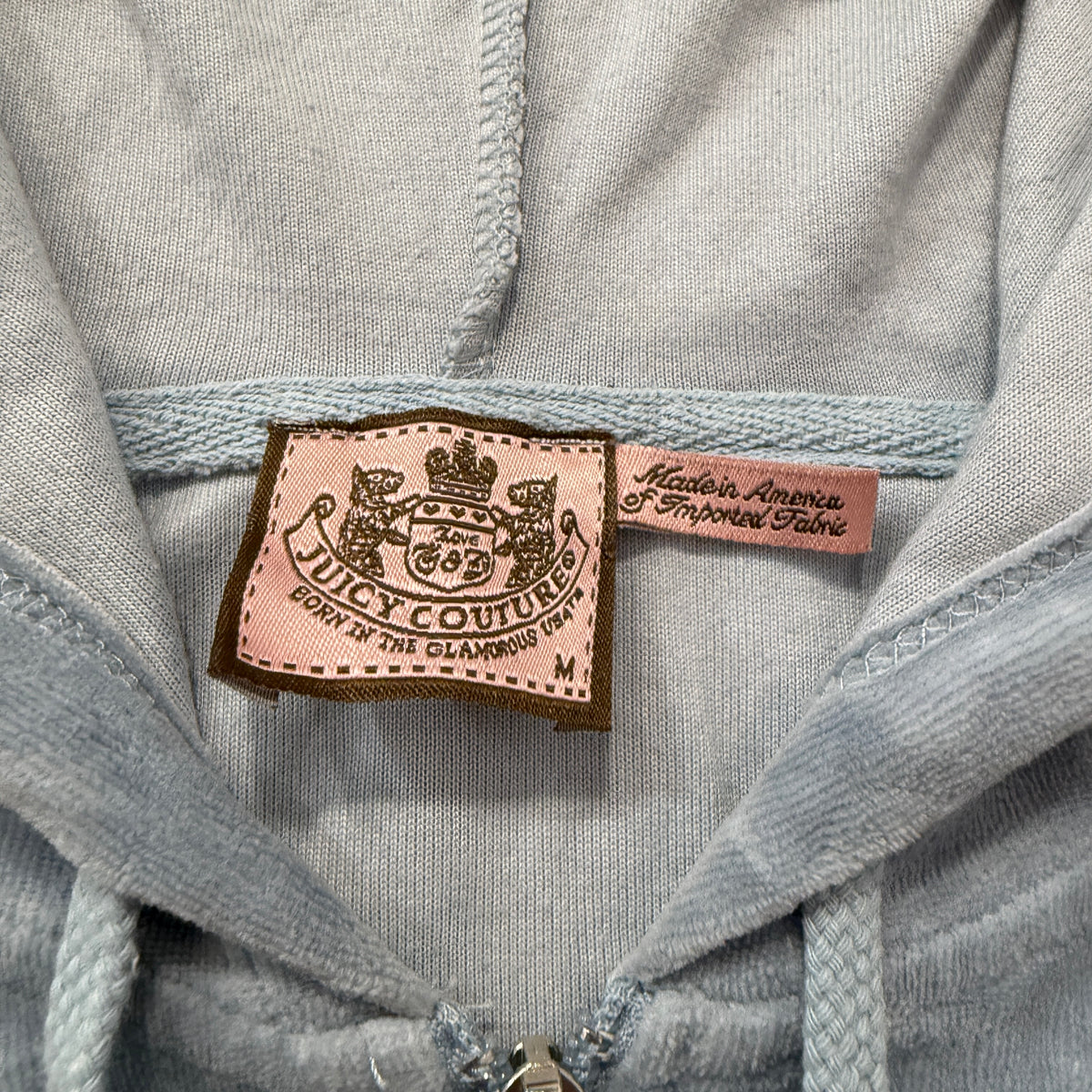 Juicy Couture Women's Grey Velour Zip-Up Hoodie Pockets Drawstring Y2K Size M