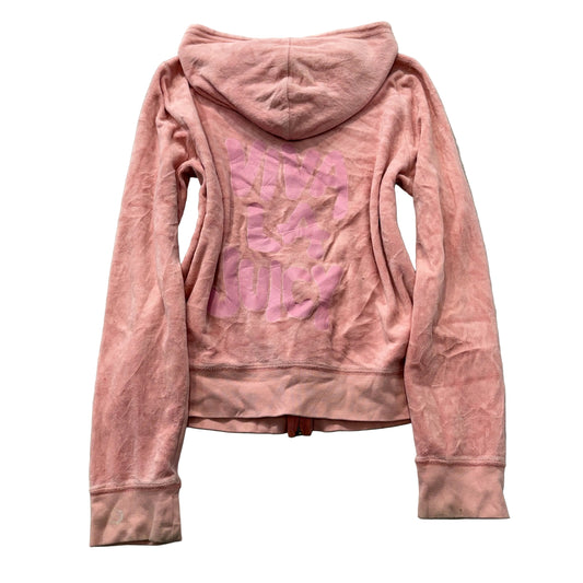 Juicy Couture Viva La Juicy Couture Women's Baby Pink Velour Zip-Up Hoodie - XL