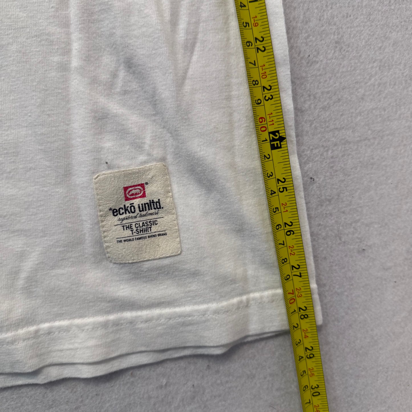 Ecko Unltd. Men White Cotton T-Shirt Short Sleeves Crew Neck Graphic Logo Size L