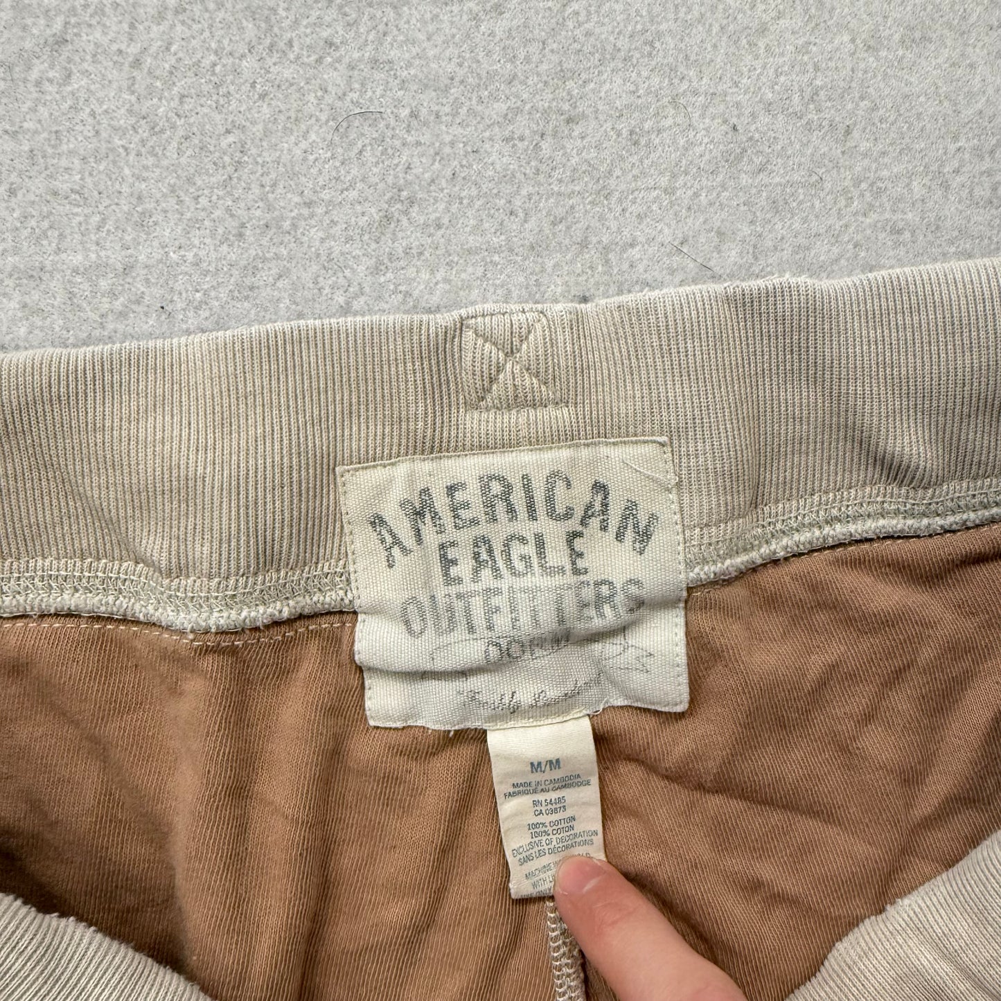 American Eagle Outfitters Women's Beige Cotton Wide Leg Sweatpants Logo Size M