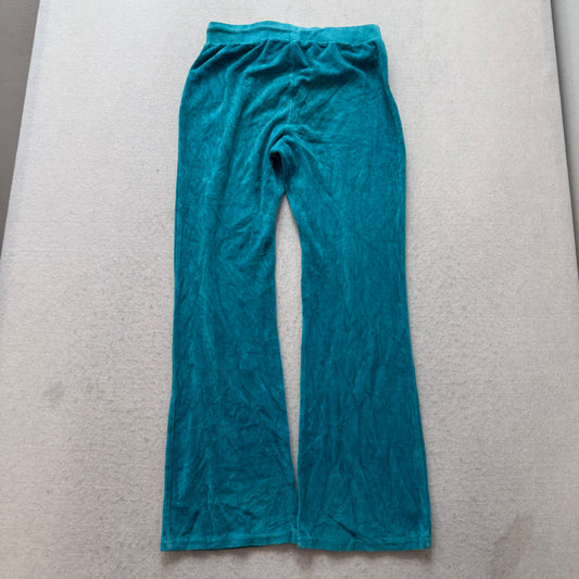 Juicy Couture Women's Teal Blue Velour Flared Track Pant Loungewear Y2K Size S