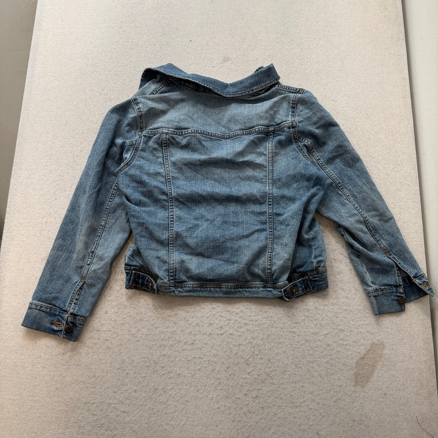 Old Navy Womens Blue Denim Trucker Jacket Light Wash Button-Up Pockets Size L