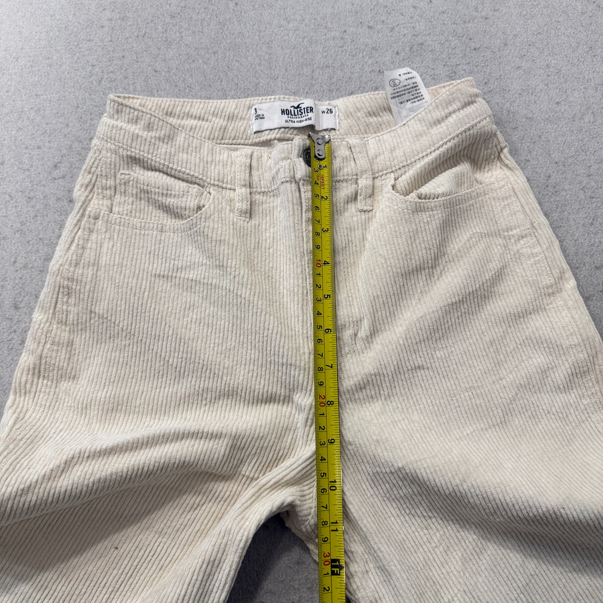 Hollister Ultra High Rise Mom Corduroy Pants Cream Size 1 photo 5