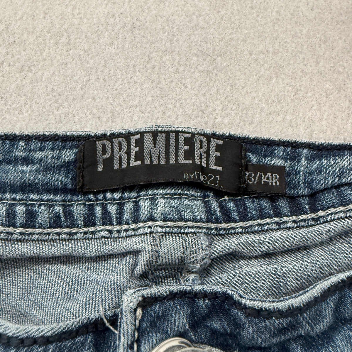 Premiere by rue21 Women Blue Denim Bootcut Jeans Embellished Pockets Size 13/14R