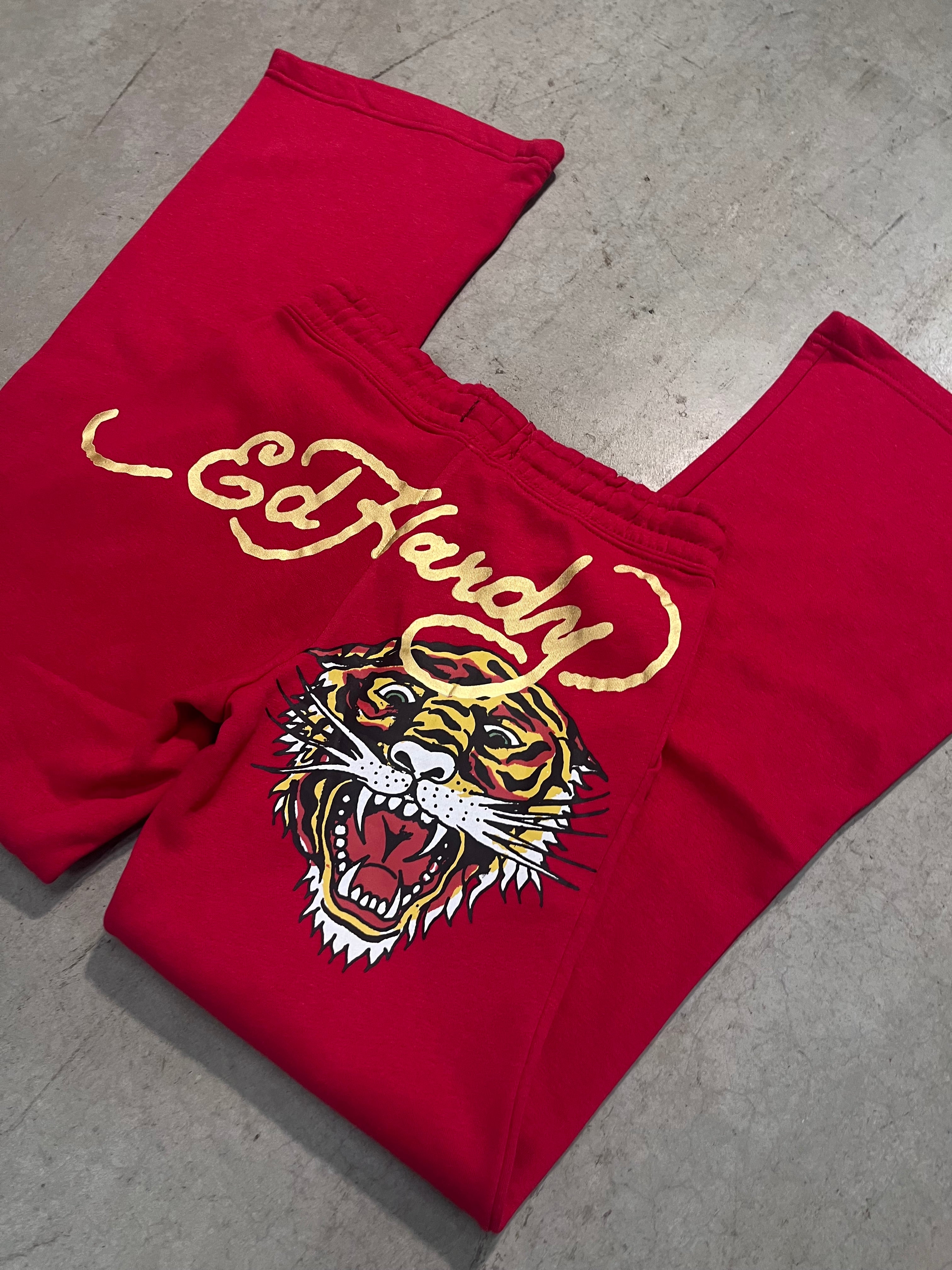 ED HARDY “Tiger Roar” RED FLARE PANTS
