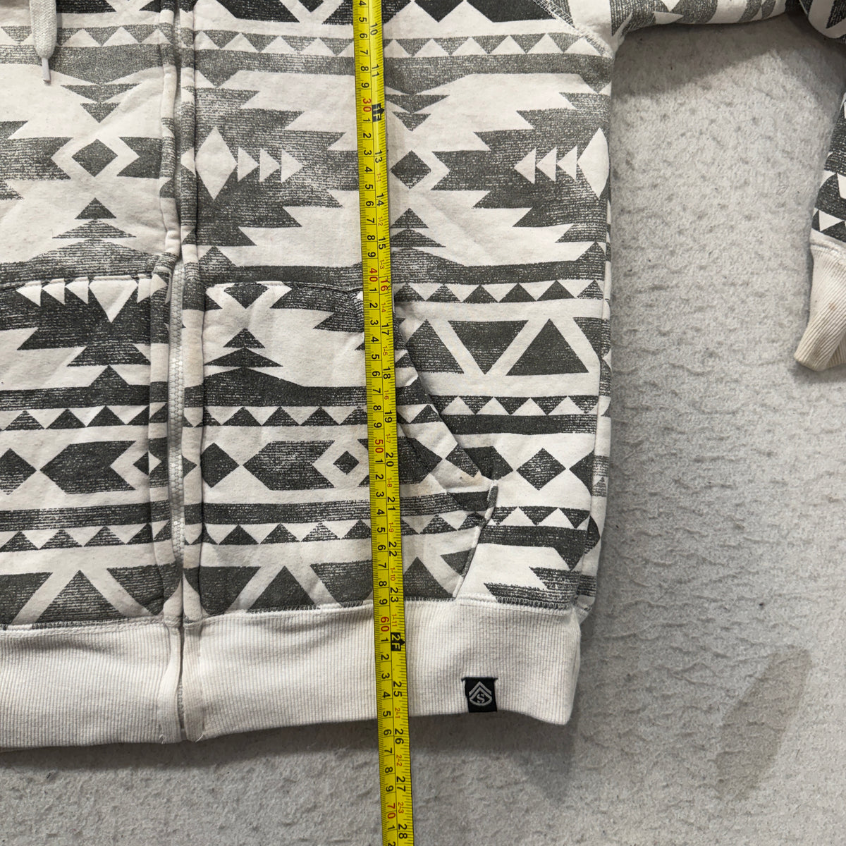 Surplus Aztec Sherpa Lined Full-Zip Hoodie Women's Cream Gray Print Size S photo 5