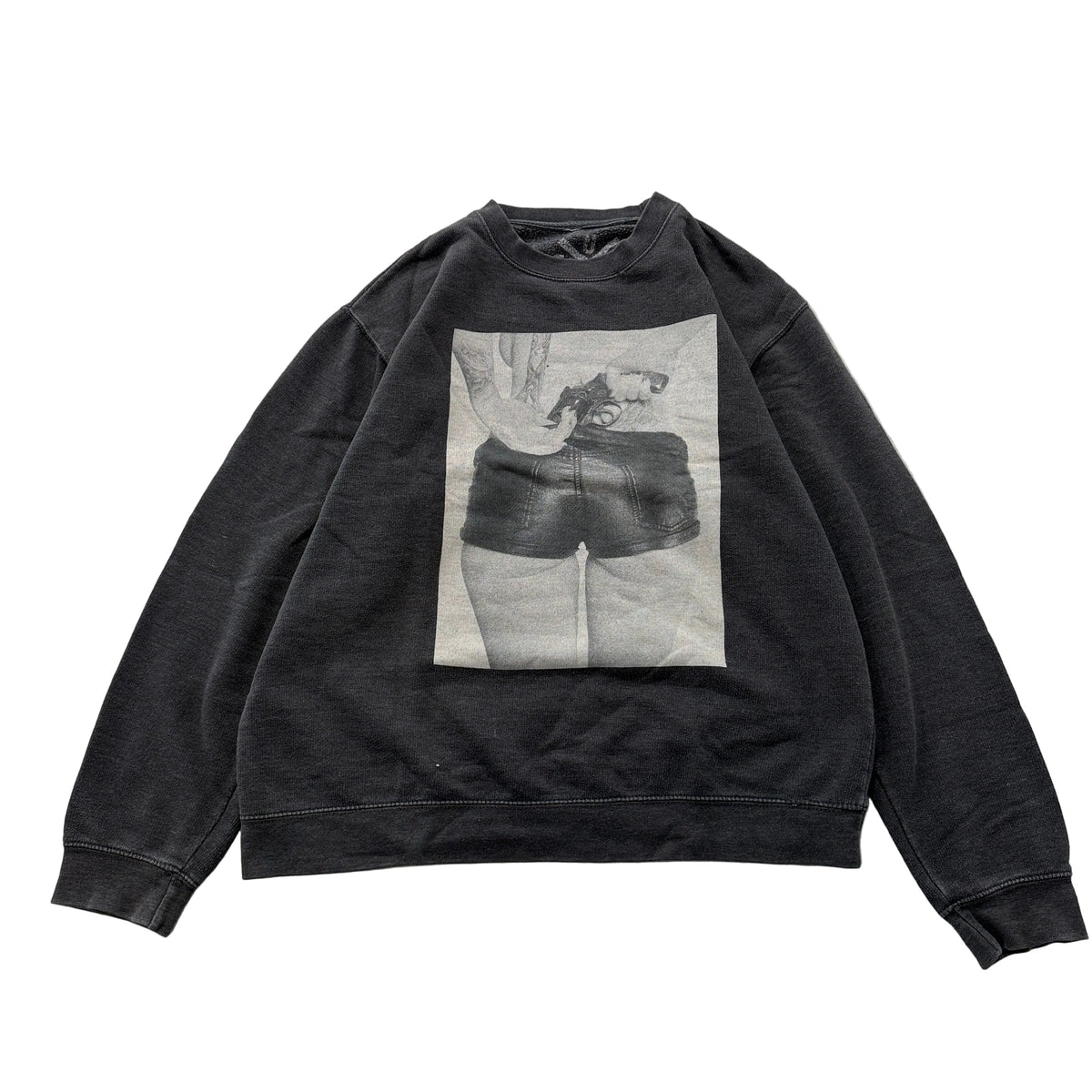 FUN Black Photo Graphic Crewneck Sweatshirt Size M photo 1