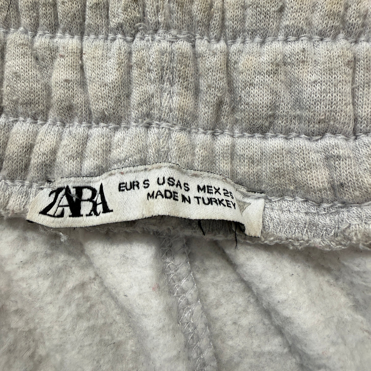 Zara Women's Grey Fleece Sweatpants Pockets Elastic Waistband Wide Leg Size S