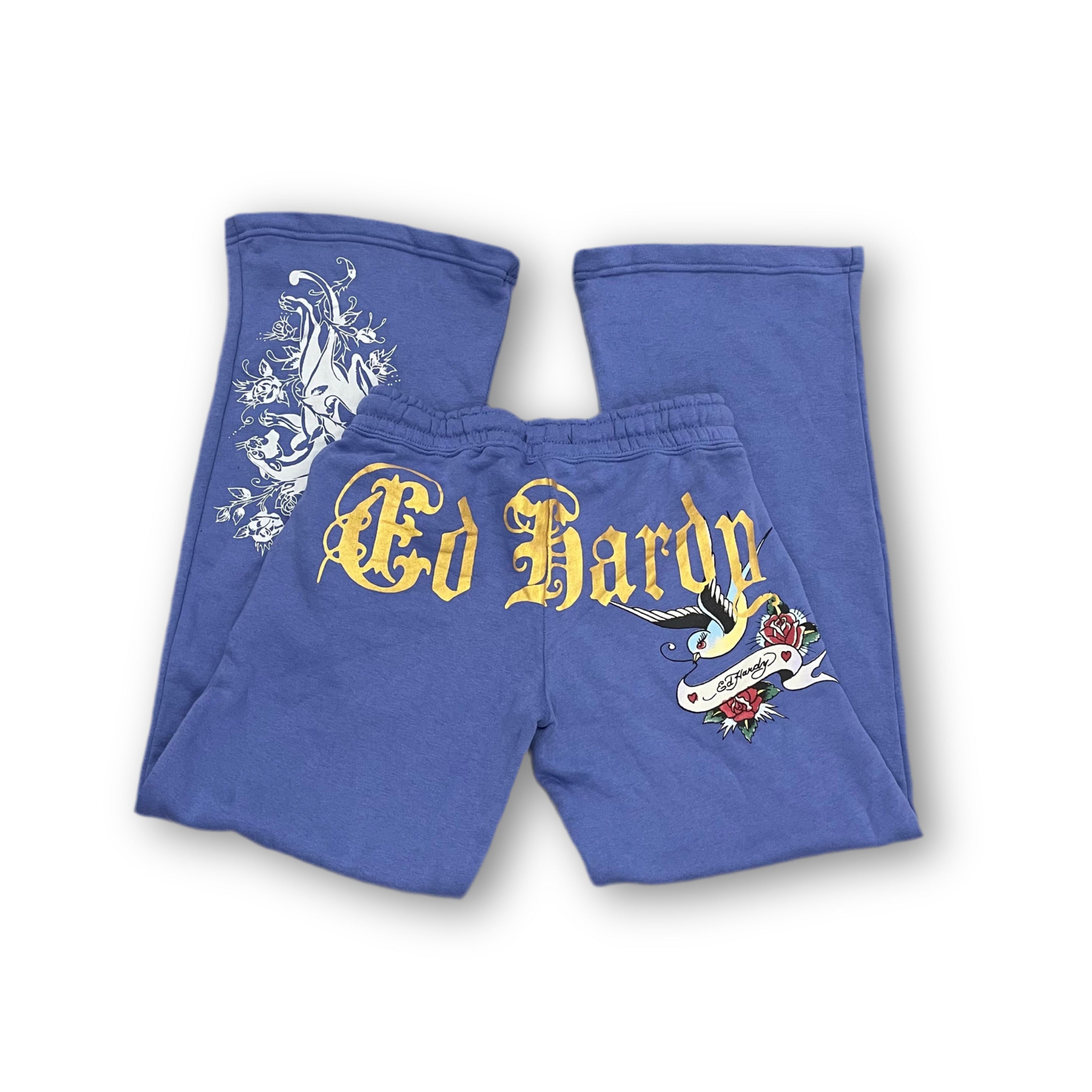 ED HARDY “Free Bird” BLUE FLARED PANTS