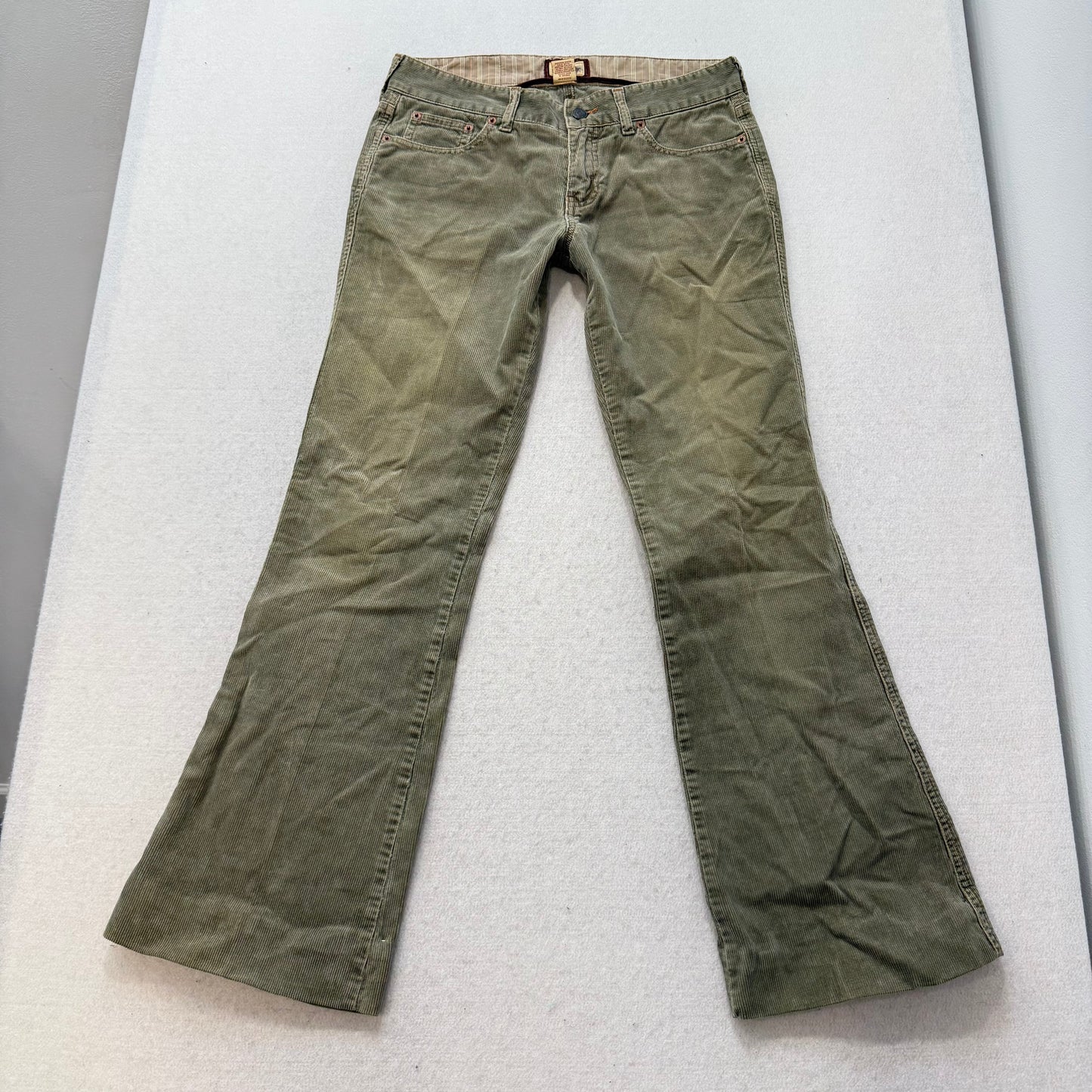 Hollister Women's Olive Green Corduroy Bootcut Pants 5-Pocket Design Size 5