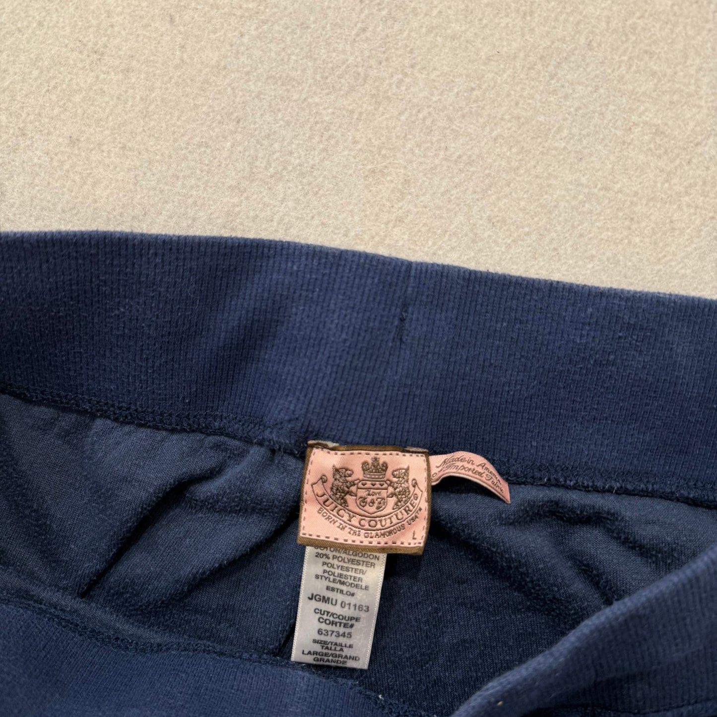 Vintage Juicy Couture Women Navy Blue Velour Flared Track Pant Loungewear Size L