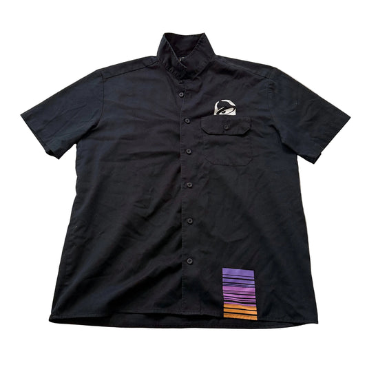 Taco Bell Employee Uniform Men's Black Button-Up Shirt Graphic Back Y2K Size L