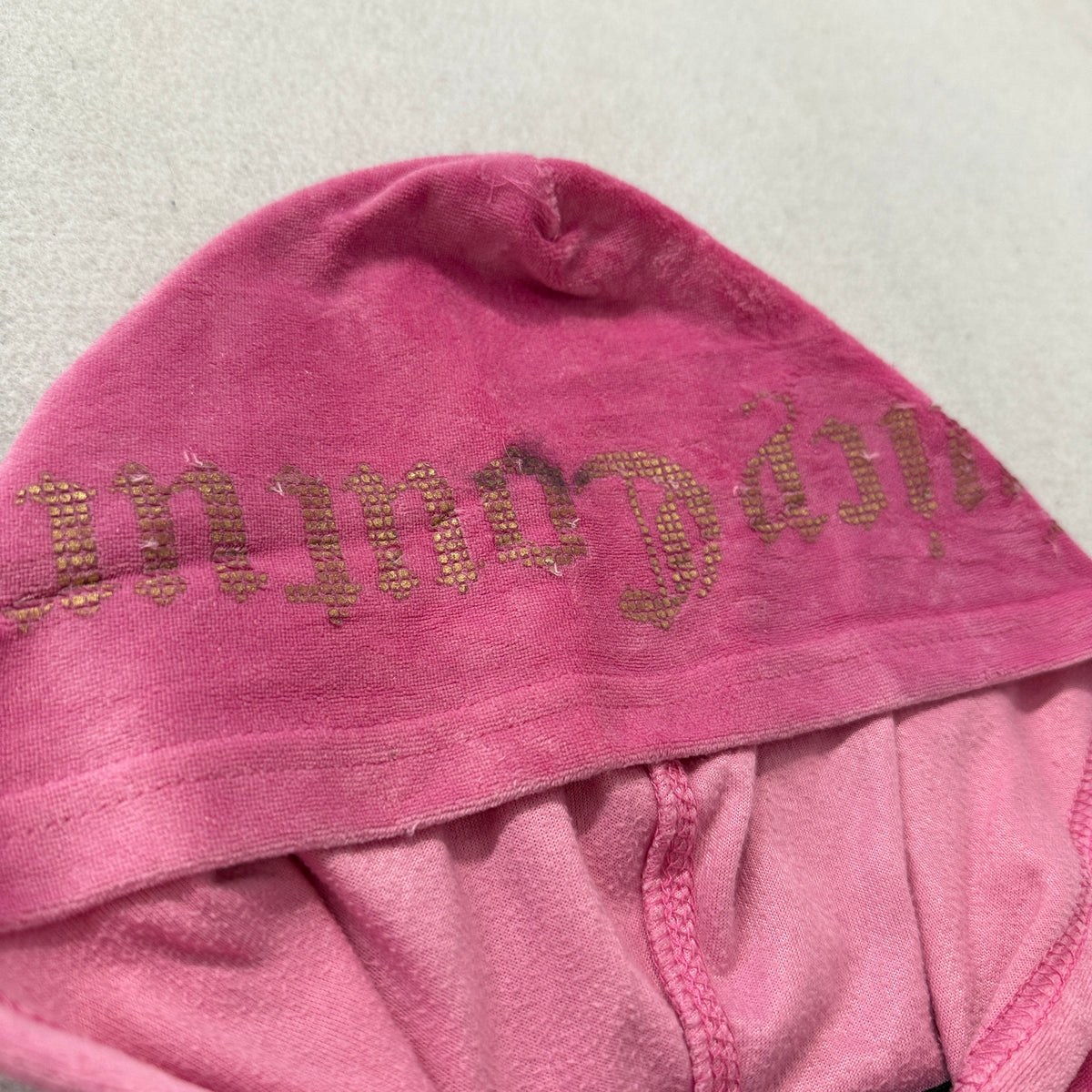 Juicy Couture Womens Pink Velour Zip-Up Hoodie Pockets Ruffle Hem Classic Size S