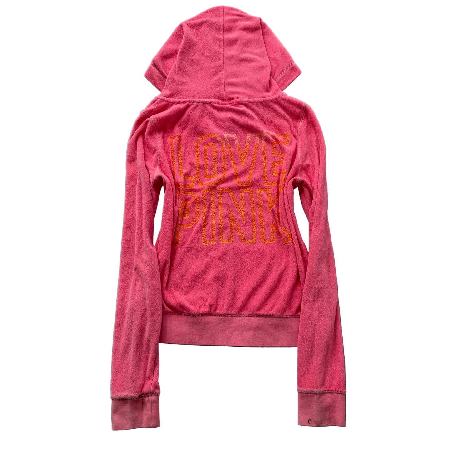 Victoria's Secret PINK Women's Pink Terry Cloth Zip-Up Hoodie Pockets Size M