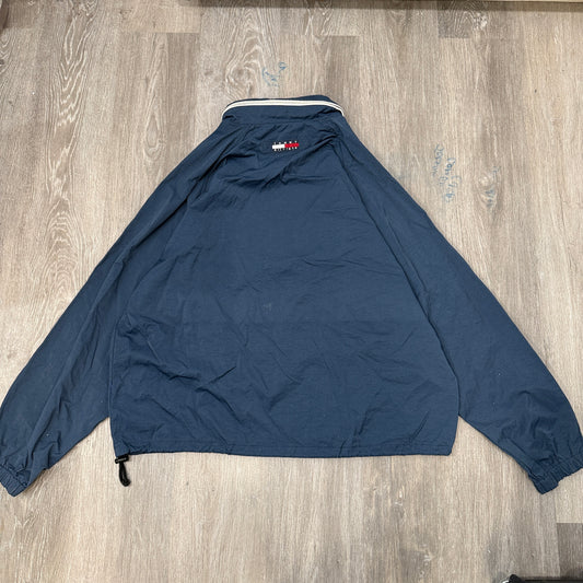 Vintage Tommy Hilfiger Mens Blue Full Zip Windbreaker Jacket Funnel Neck Size XL