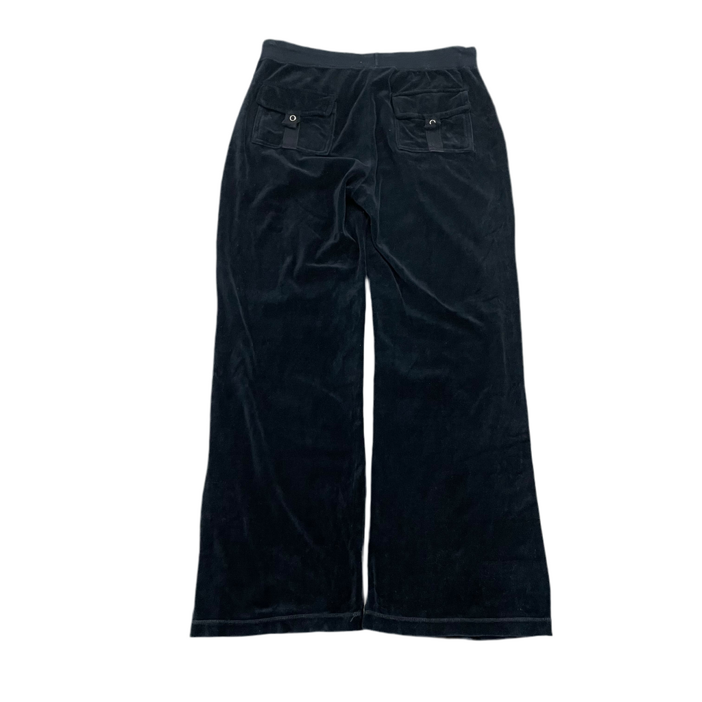 Vintage Juicy Couture Black Velour Flared Pants with Snap Pockets Size XL