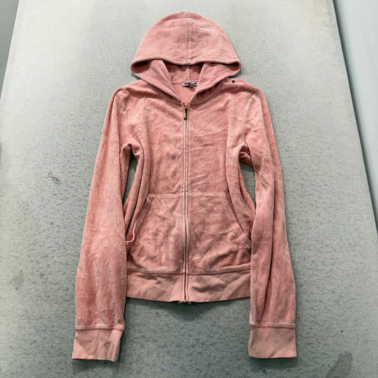 Juicy Couture Viva La Juicy Couture Women's Baby Pink Velour Zip-Up Hoodie - XL
