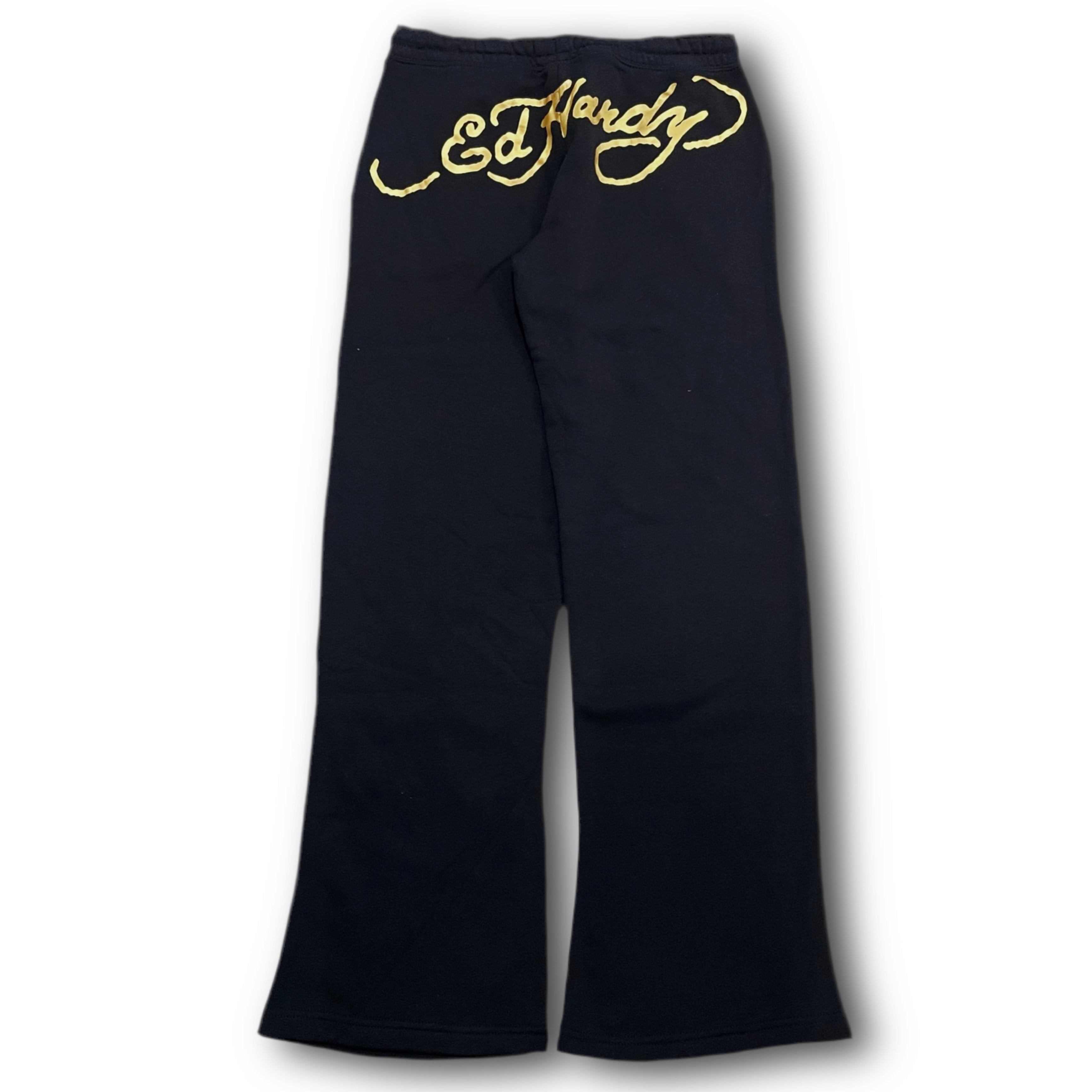 ED HARDY “Tiger Lotus” BLACK FLARE PANTS