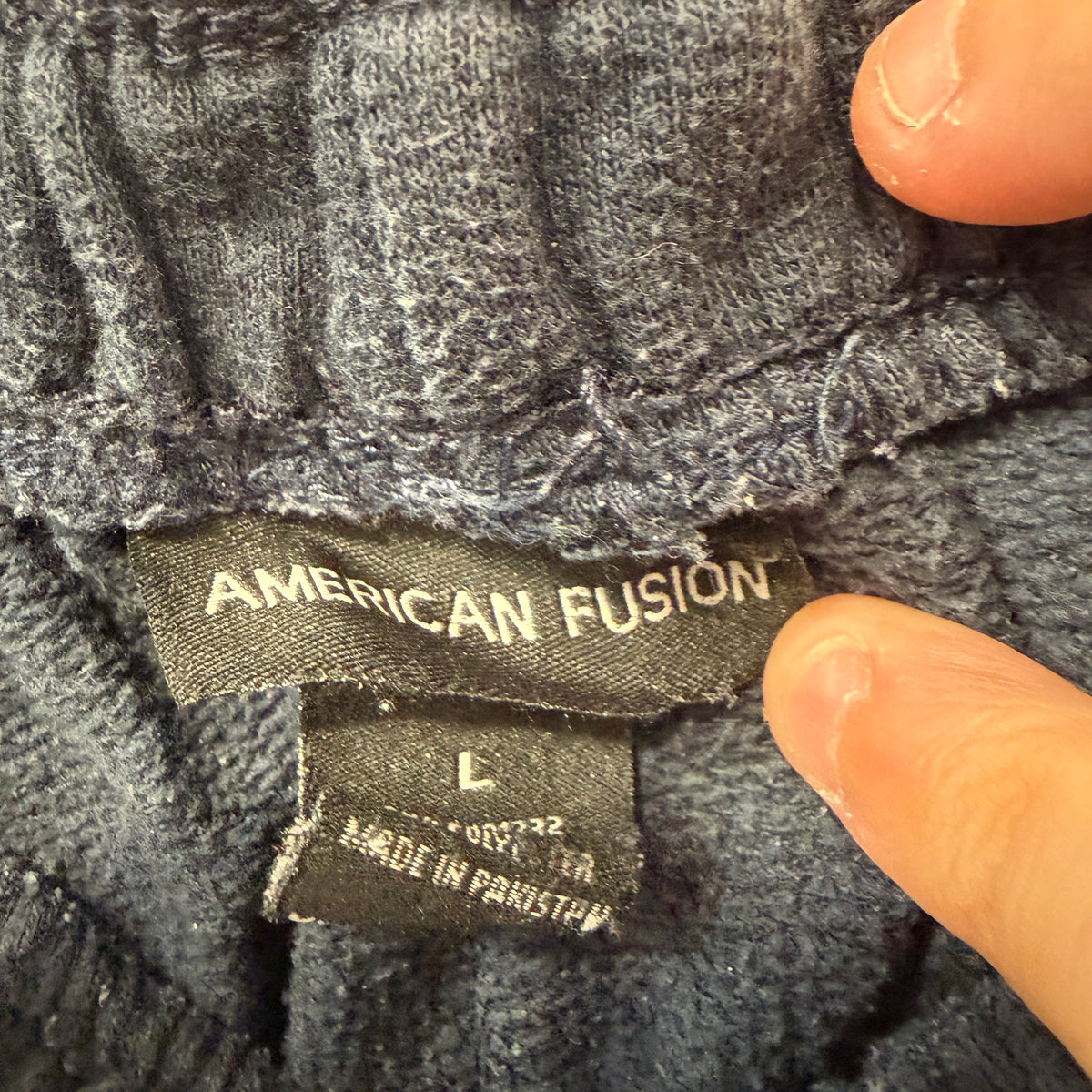 American Fusion Men's Navy Blue Sweatpants Wide Leg Pockets Classic Y2K Size L
