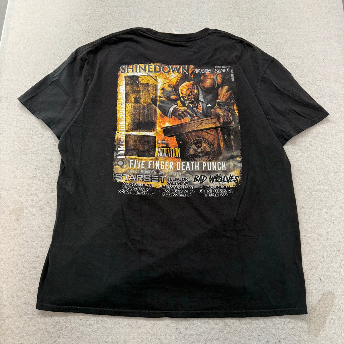 Five Finger Death Punch Shinedown Tour 2018 tee back