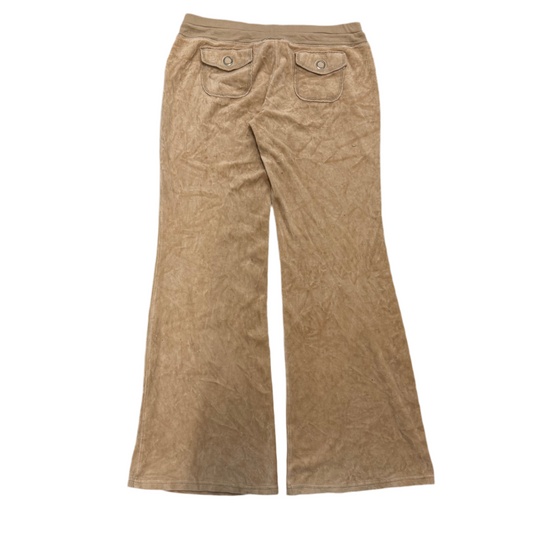 Sandy Brown VINTAGE Velour Juicy Couture Flared Pants w/ RARE BACK SNAP POCKETS SIZE M