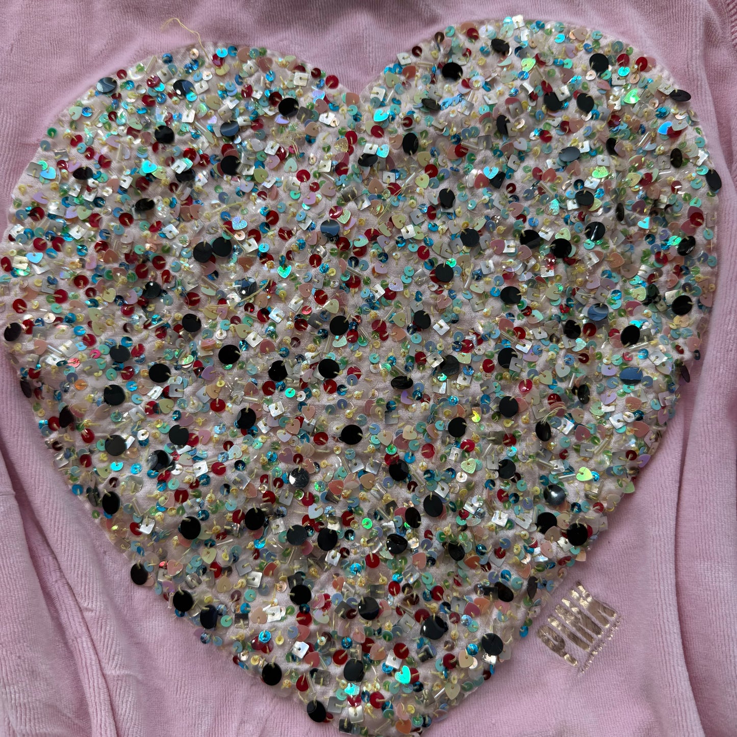 PINK Victoria's Secret Women's Light Pink Zip Up Hoodie Sequin Heart Logo Size M