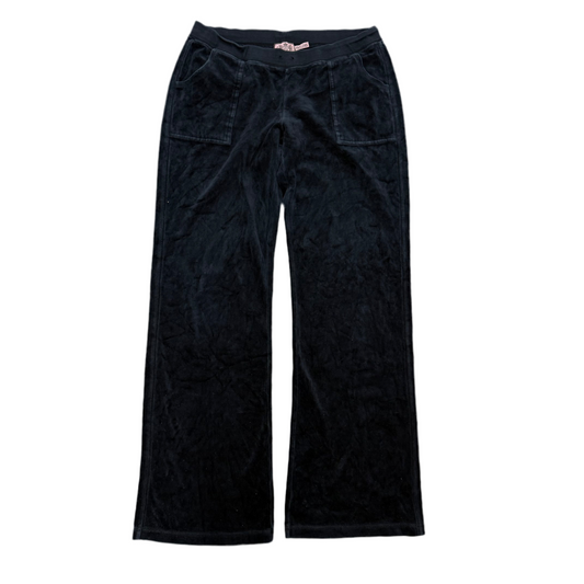 Black VINTAGE Velour Juicy Couture Flared Pants w/ BACK POCKETS SIZE L