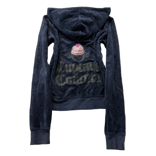 Juicy Couture Cupcake Couture Women's Navy Blue Terry Cloth Zip-Up Hoodie Size M