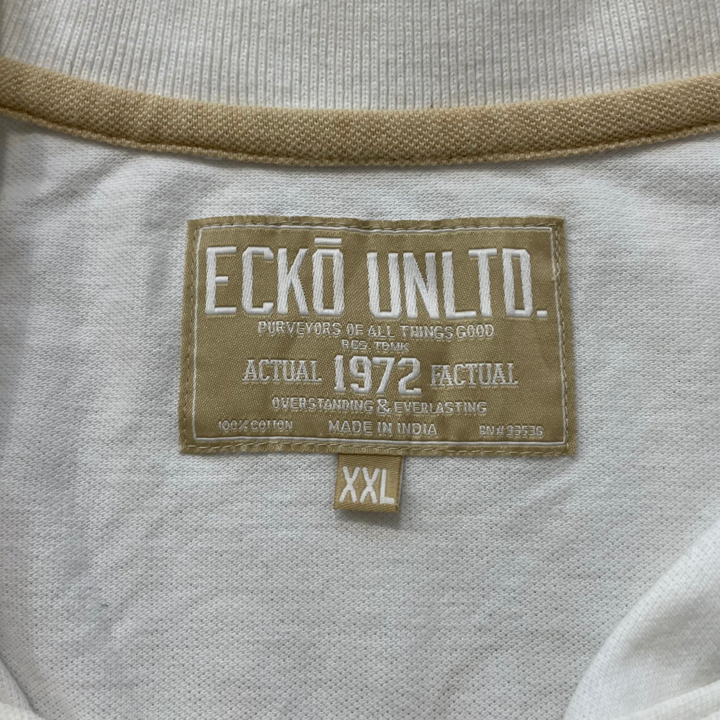 Ecko Unltd Men's White Cotton Polo Shirt Dual Chest Pockets Casual Tee Size XXL