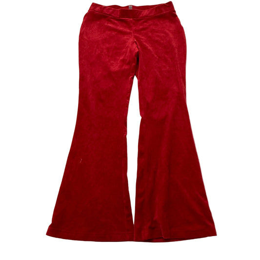 Juicy Couture Women's Red Velour Flared Track Pants Loungewear Elastic Waist - M