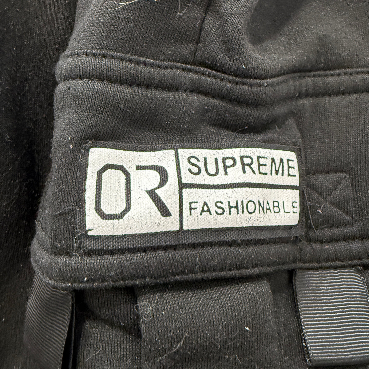 OR Supreme Fashionable Men Black Cargo Sweatpants Drawstring Pockets Wide Size M