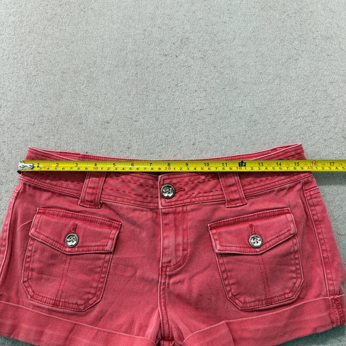 Personal Identity Women's Coral Denim Cargo Cuffed Shorts Flap Front Pockets - 9