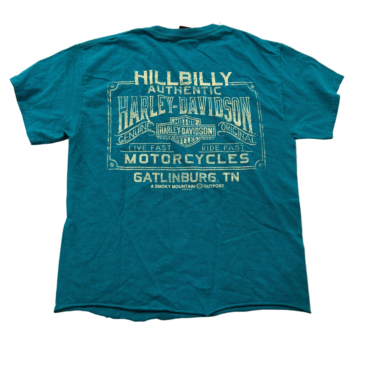 Harley-Davidson Hillbilly Gatlinburg TN Graphic T-Shirt Teal Size M