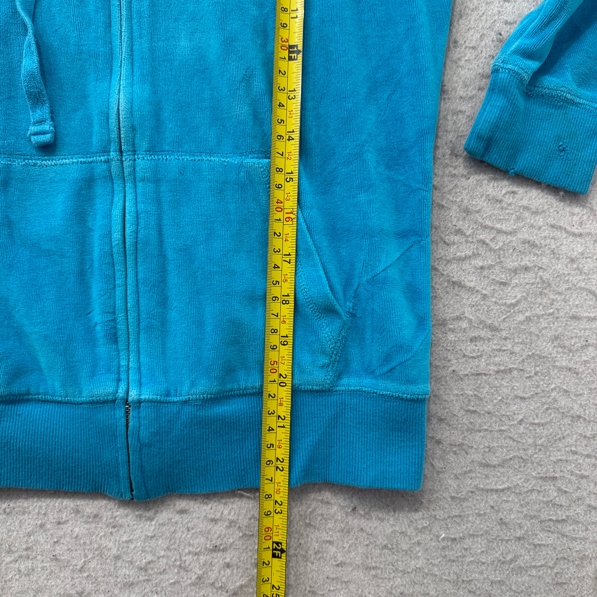 Victoria's Secret PINK Women's Bright Blue Velour Zip-Up Hoodie Pockets Size S